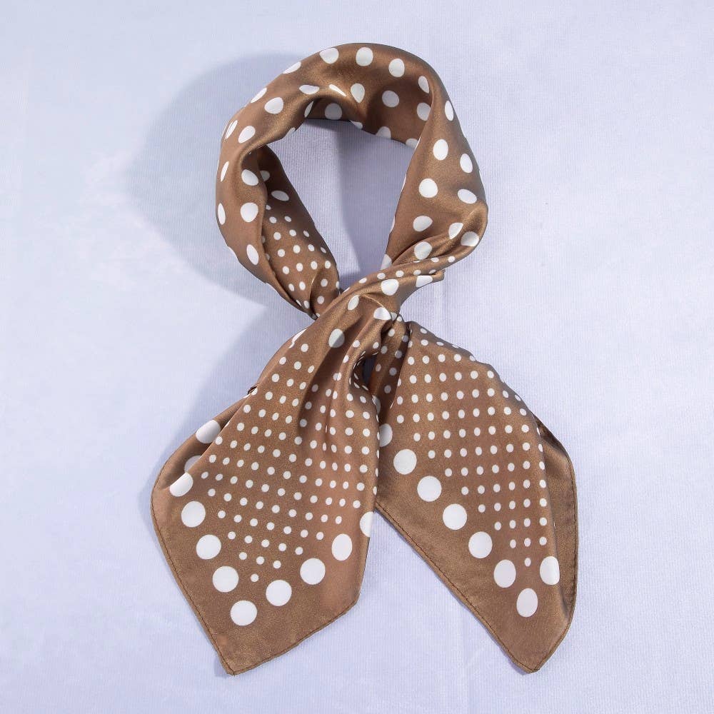 Ombre Polka Dot Print Satin Square Scarf: WH