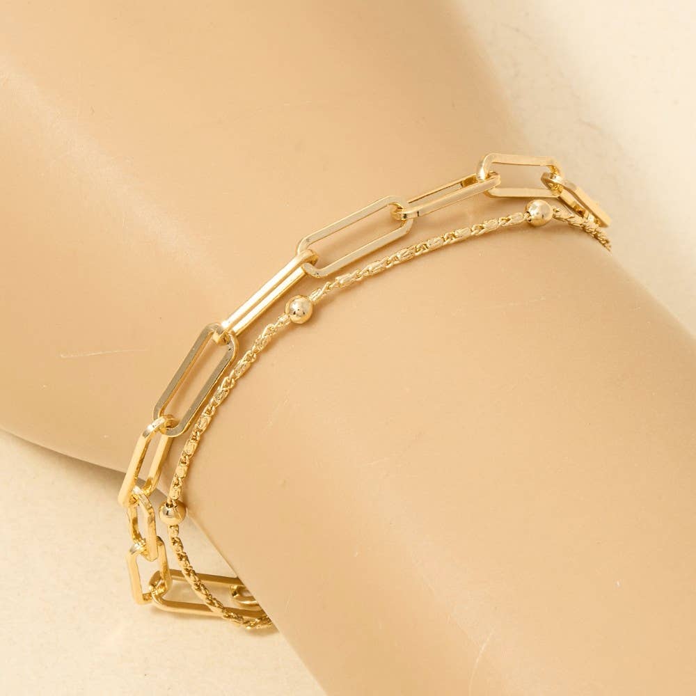 DeletedItem Mixed Layered Dainty Chain Bracelet: G