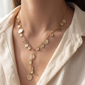 Dainty Chain Hammered Coin Discs Y Necklace: GD