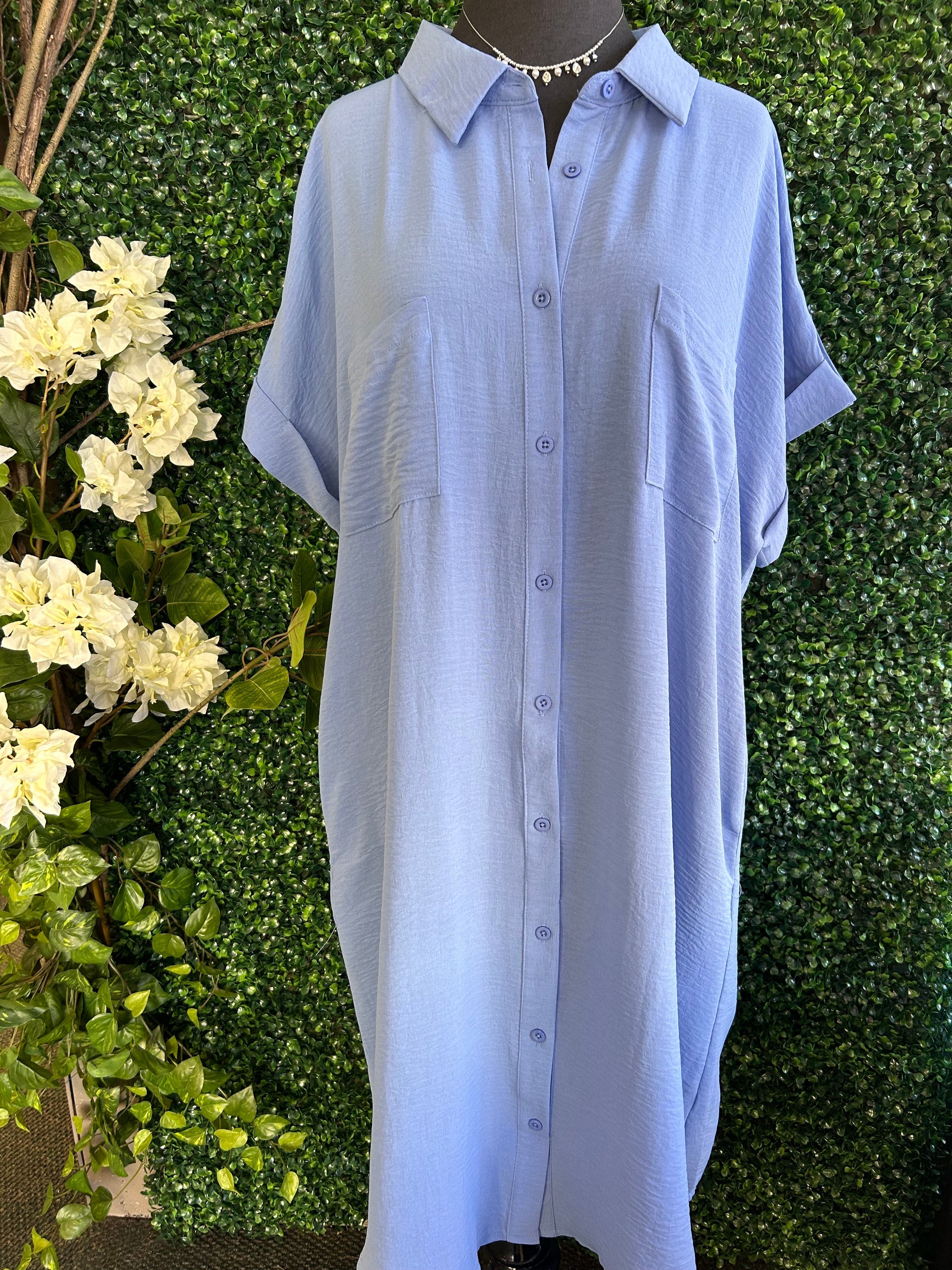 Droop Shoulder Woven Shirt Dress