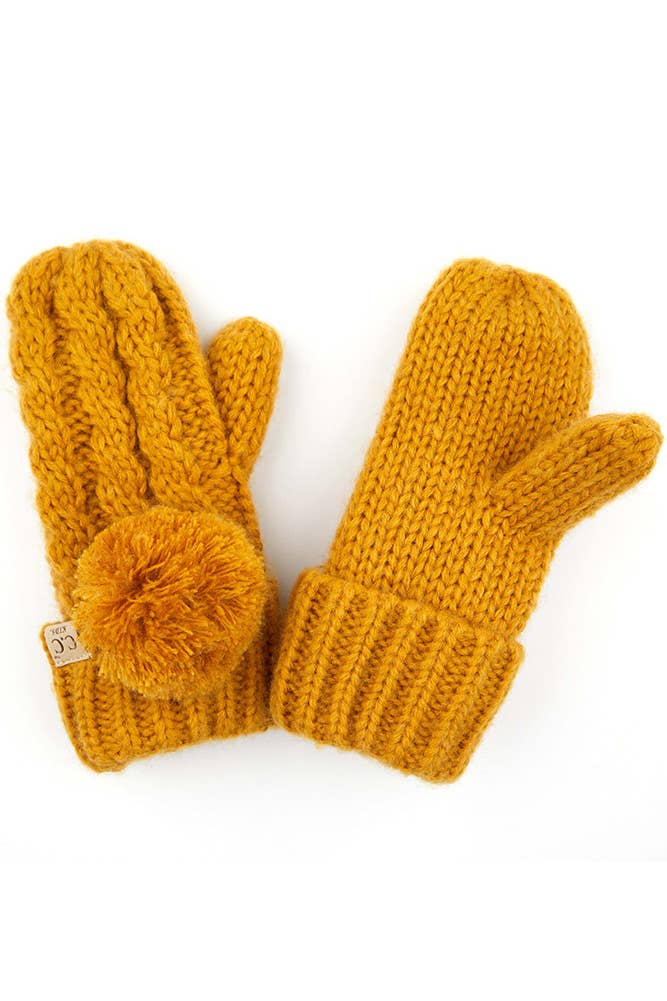 C.C Kids Pom Kids Glove With Fuzzy Lining: Pale Pink