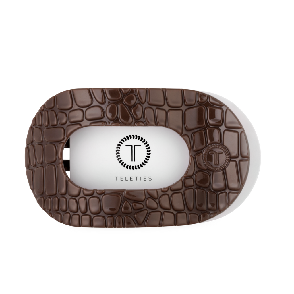 Brown Crocodile | Large| Flat Round Hair Clip