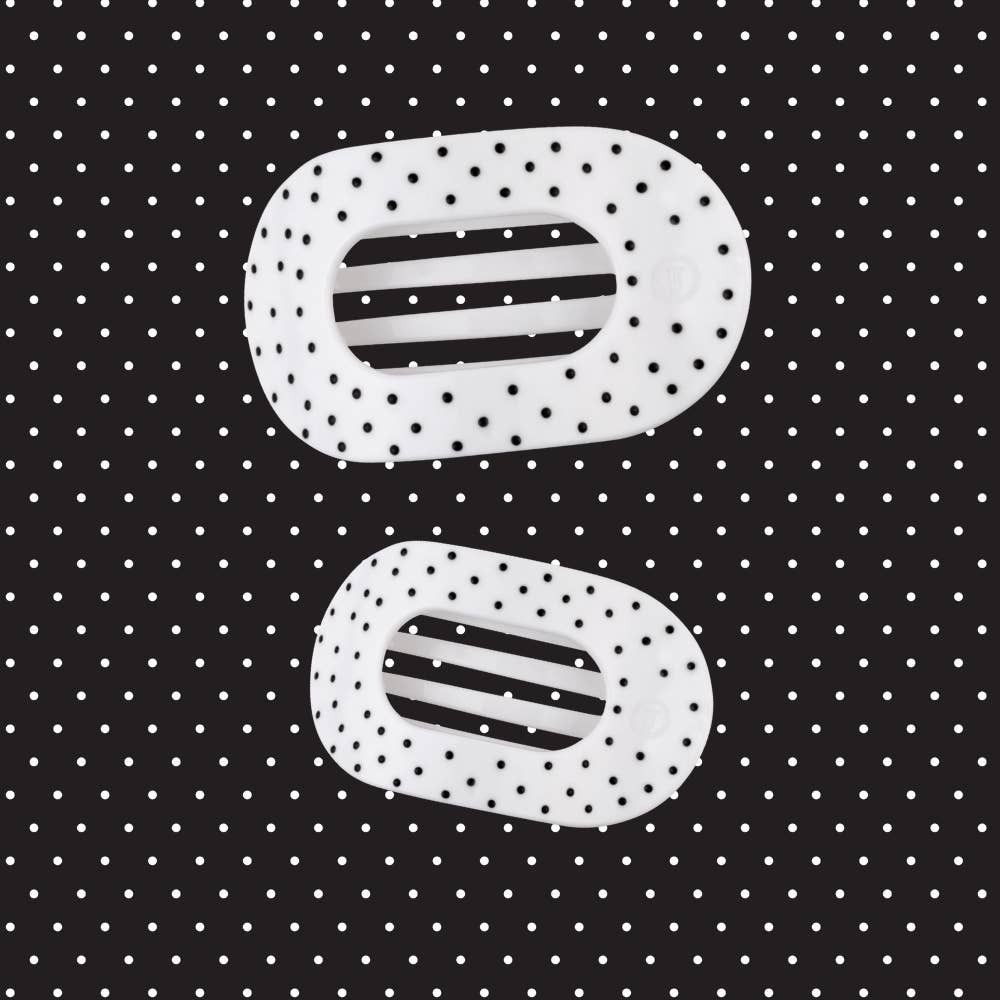 Flat Round | White Polka Dot Party | Medium Hair Clip
