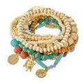 teal/natural wooden boho bracelet