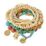 teal/natural wooden boho bracelet