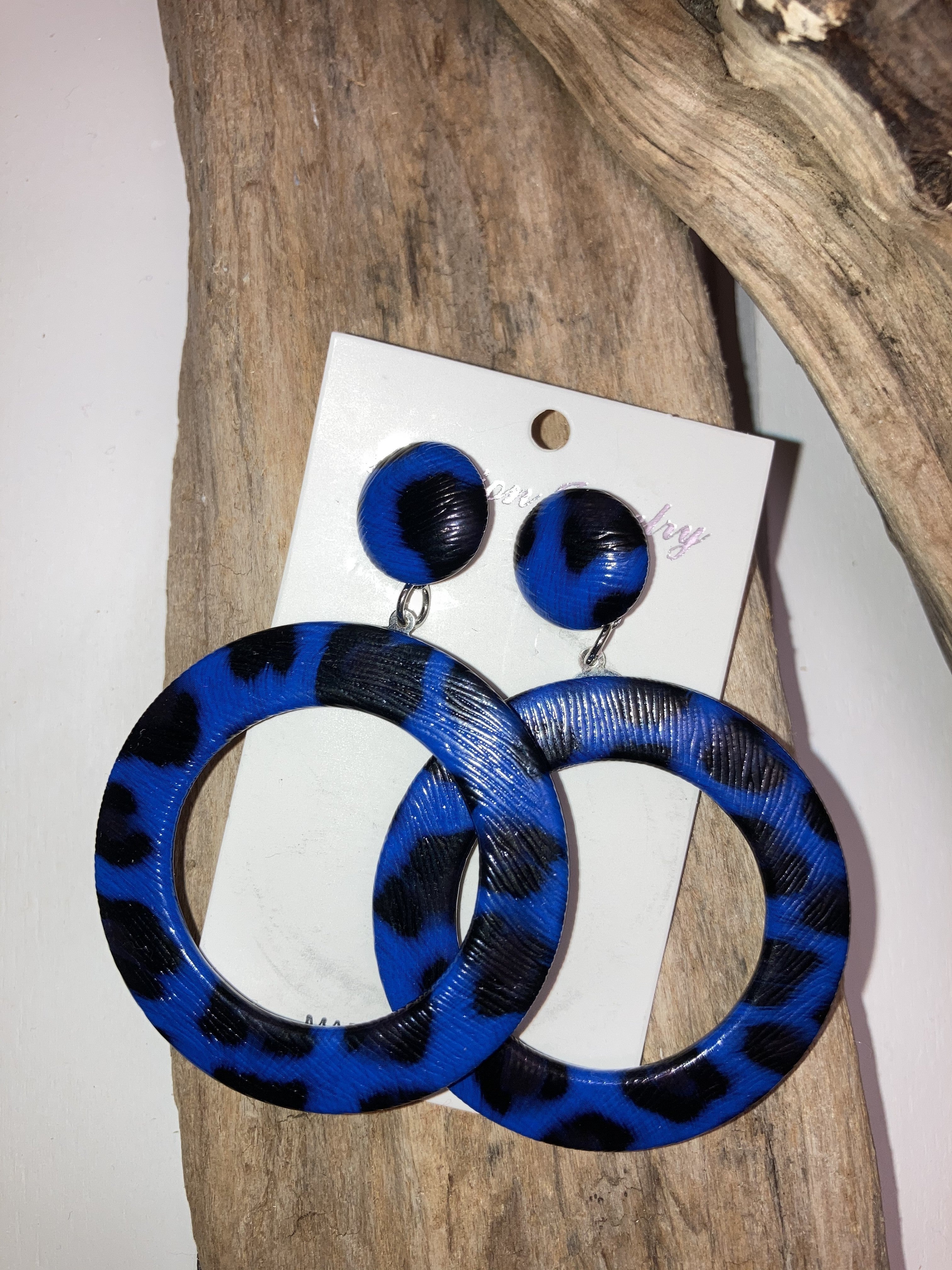 Blue cheetah earrings