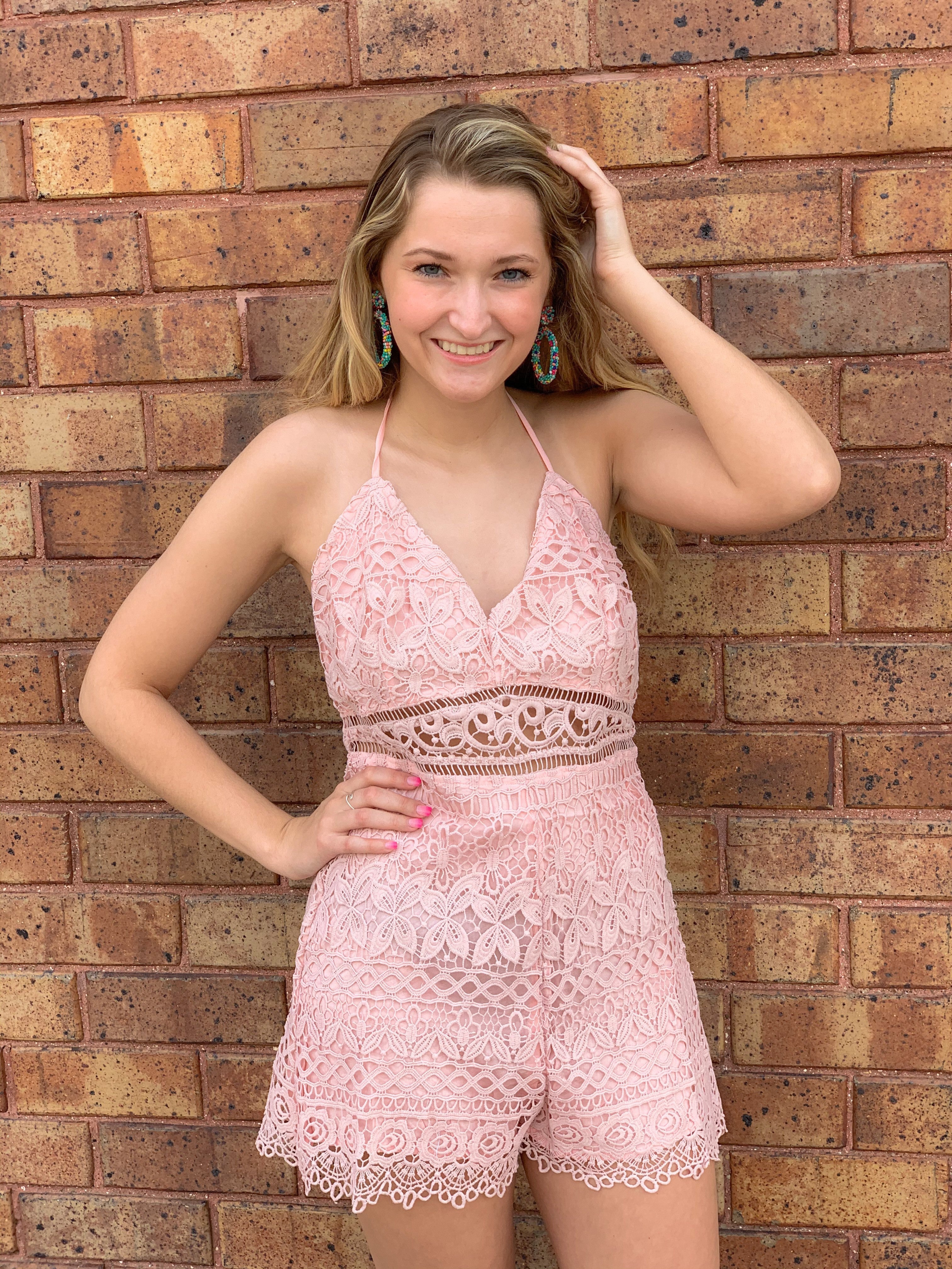 Pink Crochet Romper