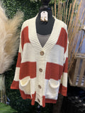 Stripe Button Down Loose Fit Cardi