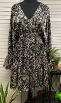 Print Tiered Dress w/ Lace Back