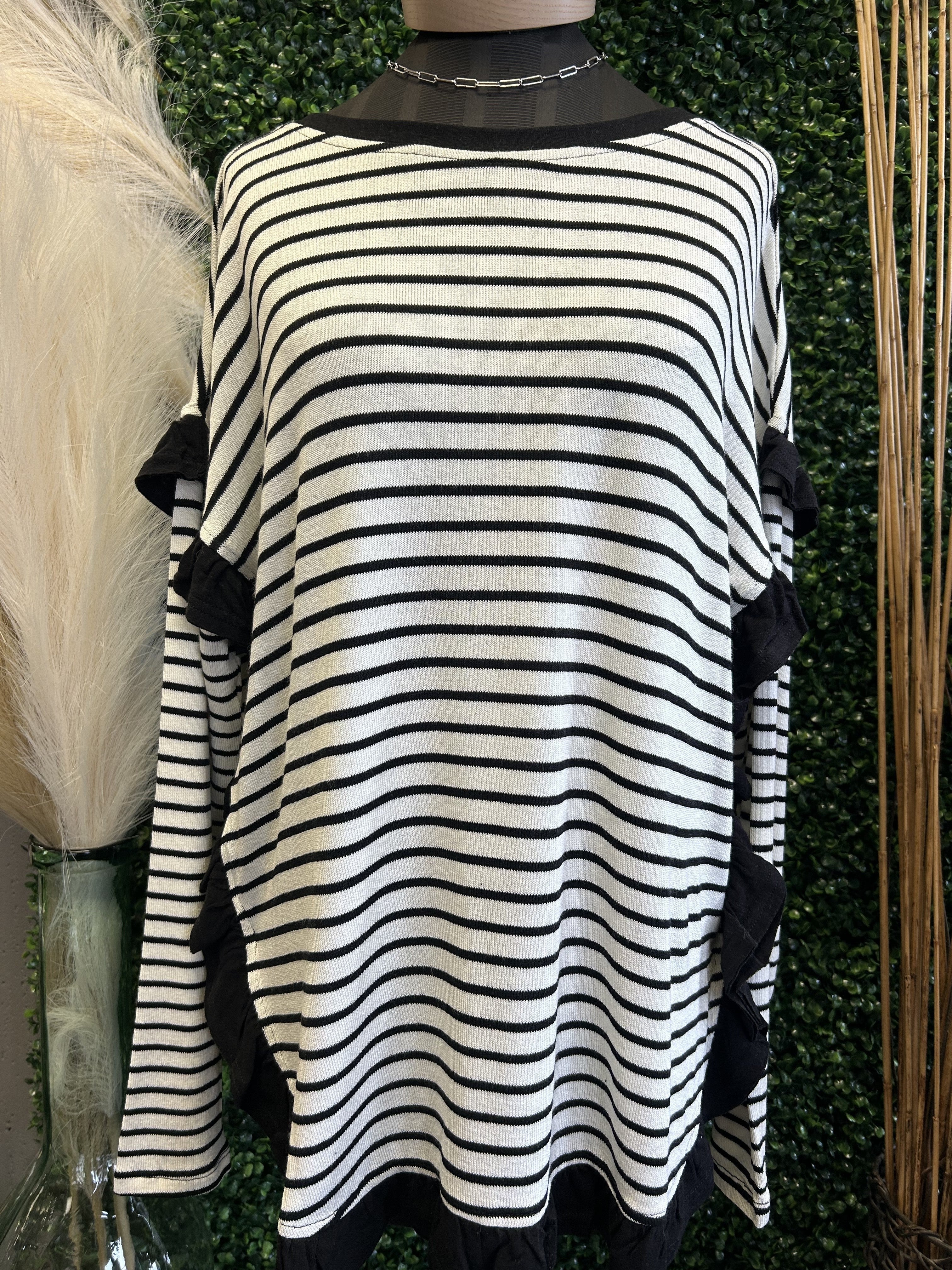 Ruffle Hem Drop Shoulder Top