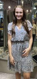 Denim Puff Sleeve Wrap Dress