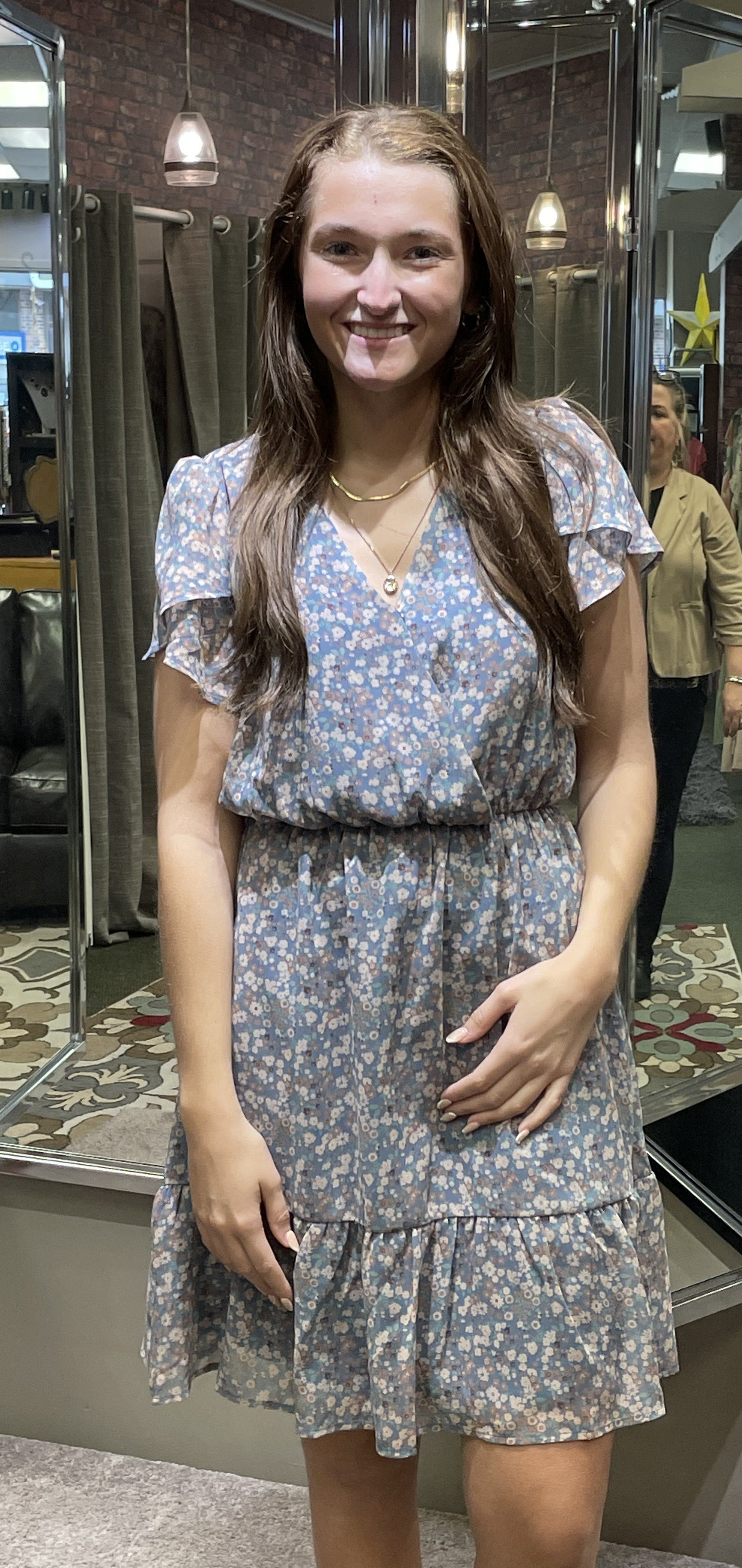 Denim Puff Sleeve Wrap Dress