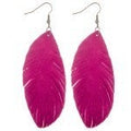 pink suede feather earrings