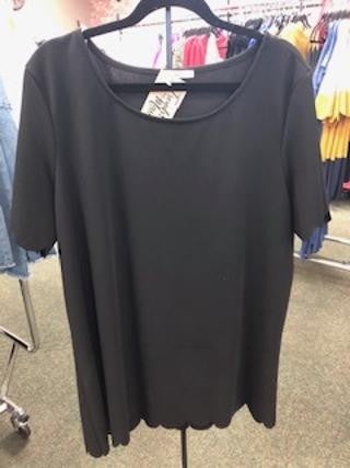 Black scalloped edge tunic top