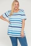 denim striped short sleeve top