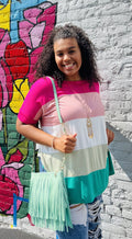 Color Block Dropped Shoulder Top