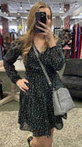 Navy Ruffle Tie Dress