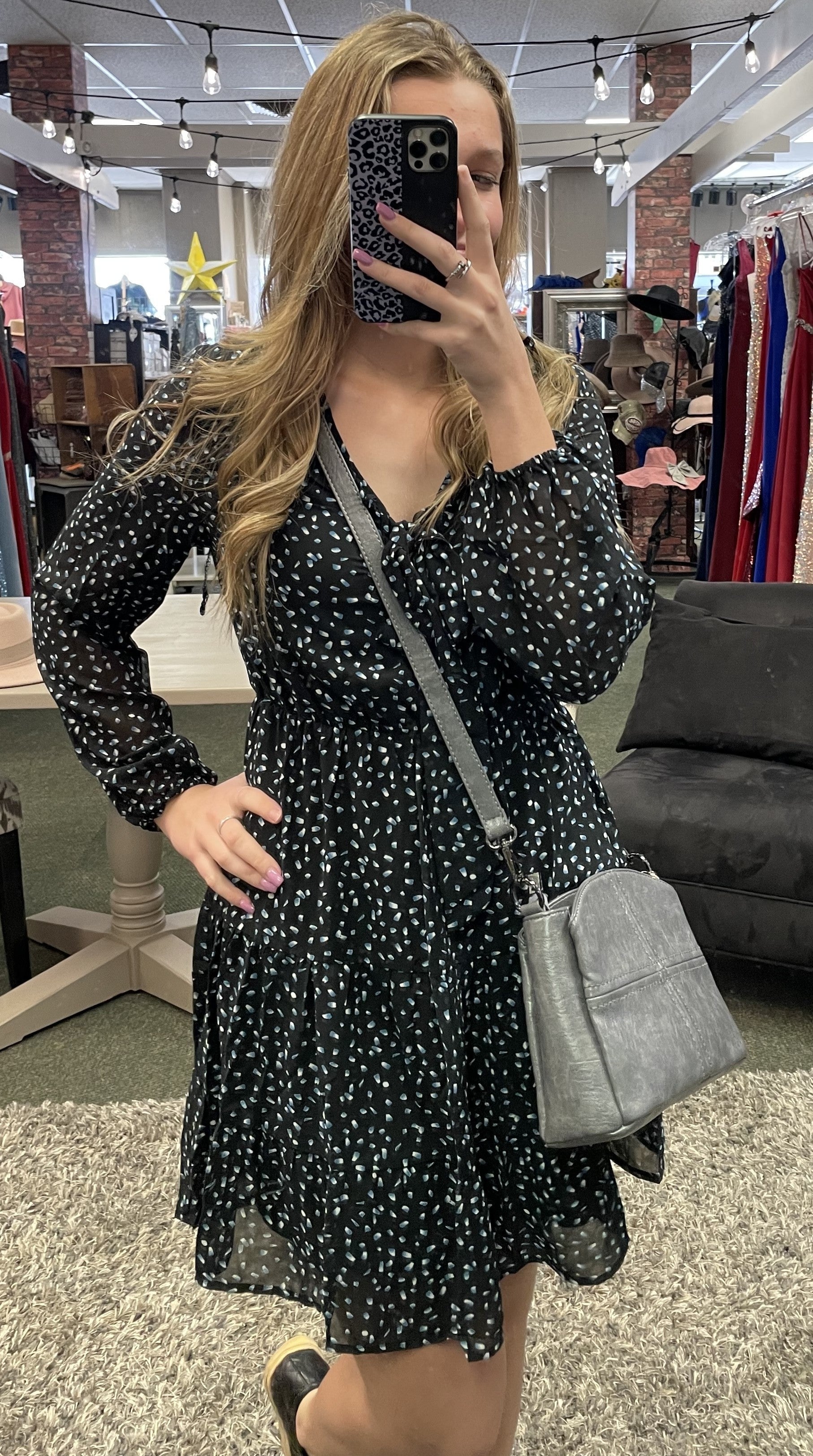 Navy Ruffle Tie Dress