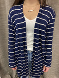 navy striped cardi