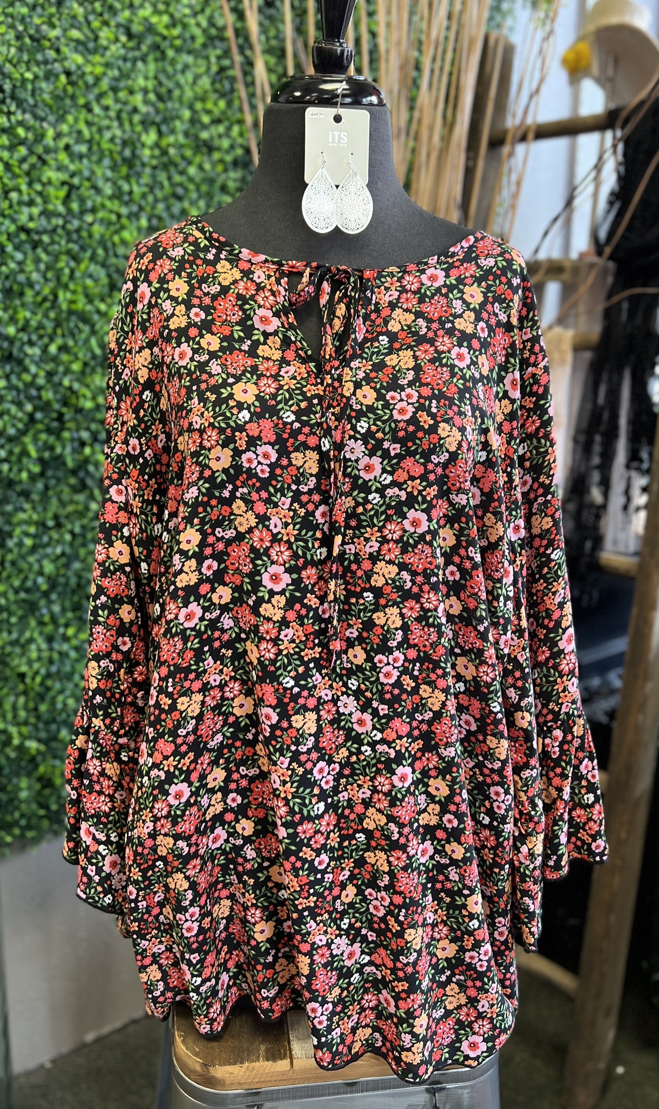 Floral Bell Sleeve Top