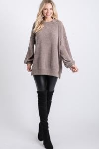Chenille Knit Top  w/ Round Neck