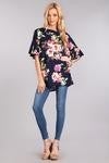 ivory floral flutter sleeve top