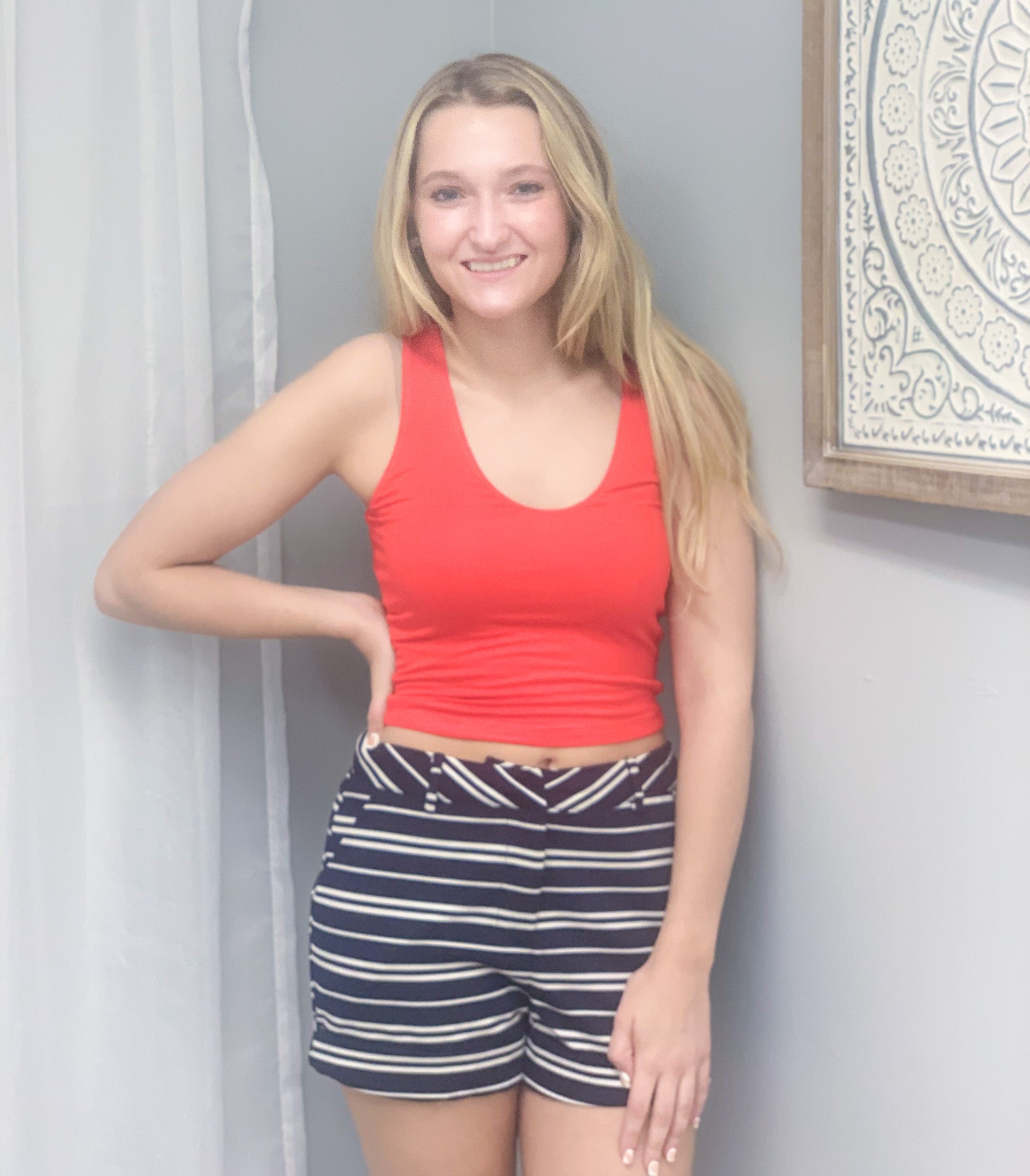 Navy Striped shorts