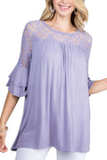 Lavender lace double ruffle sleeve
