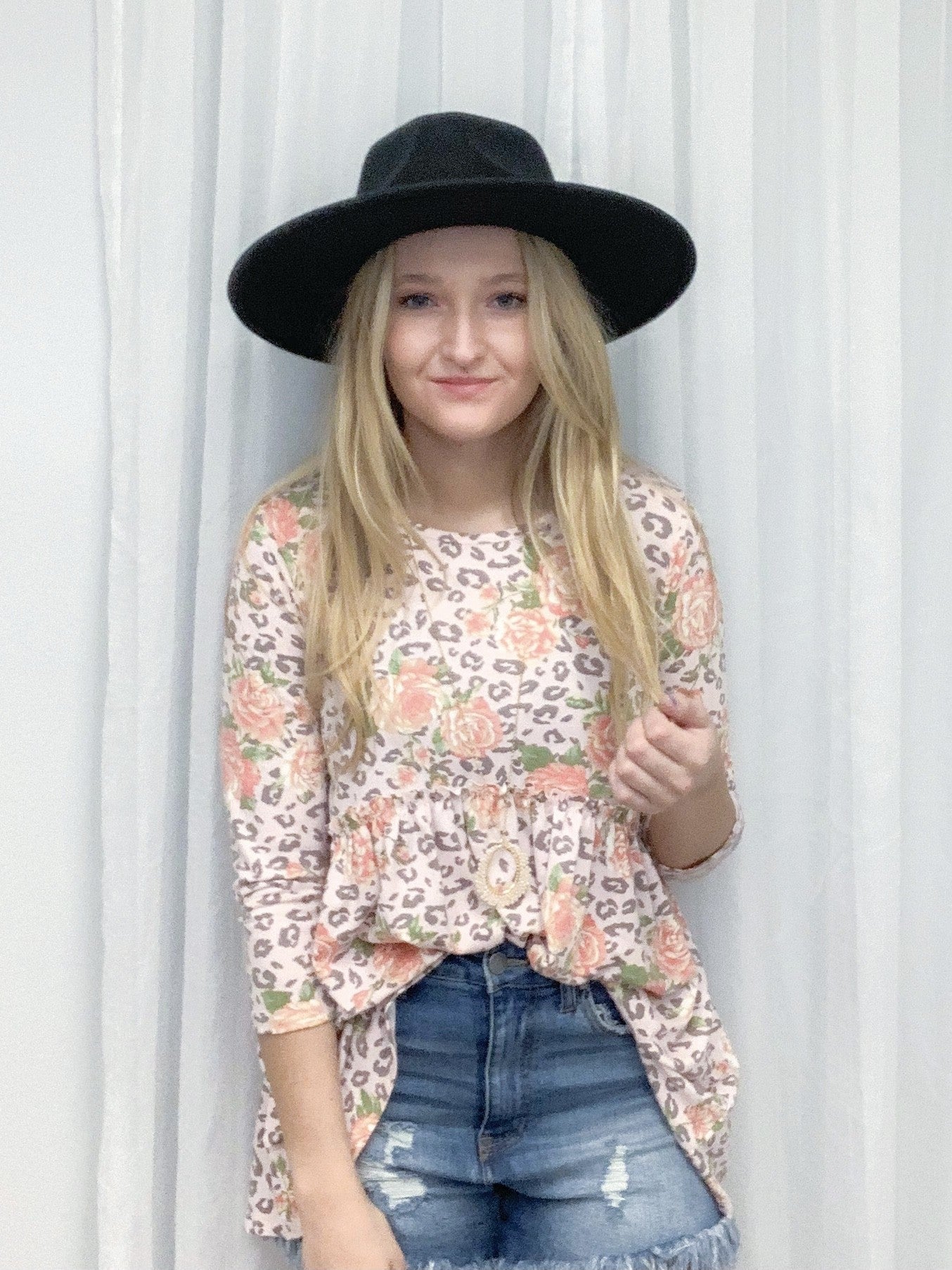 Blush animal Print Babydoll Top