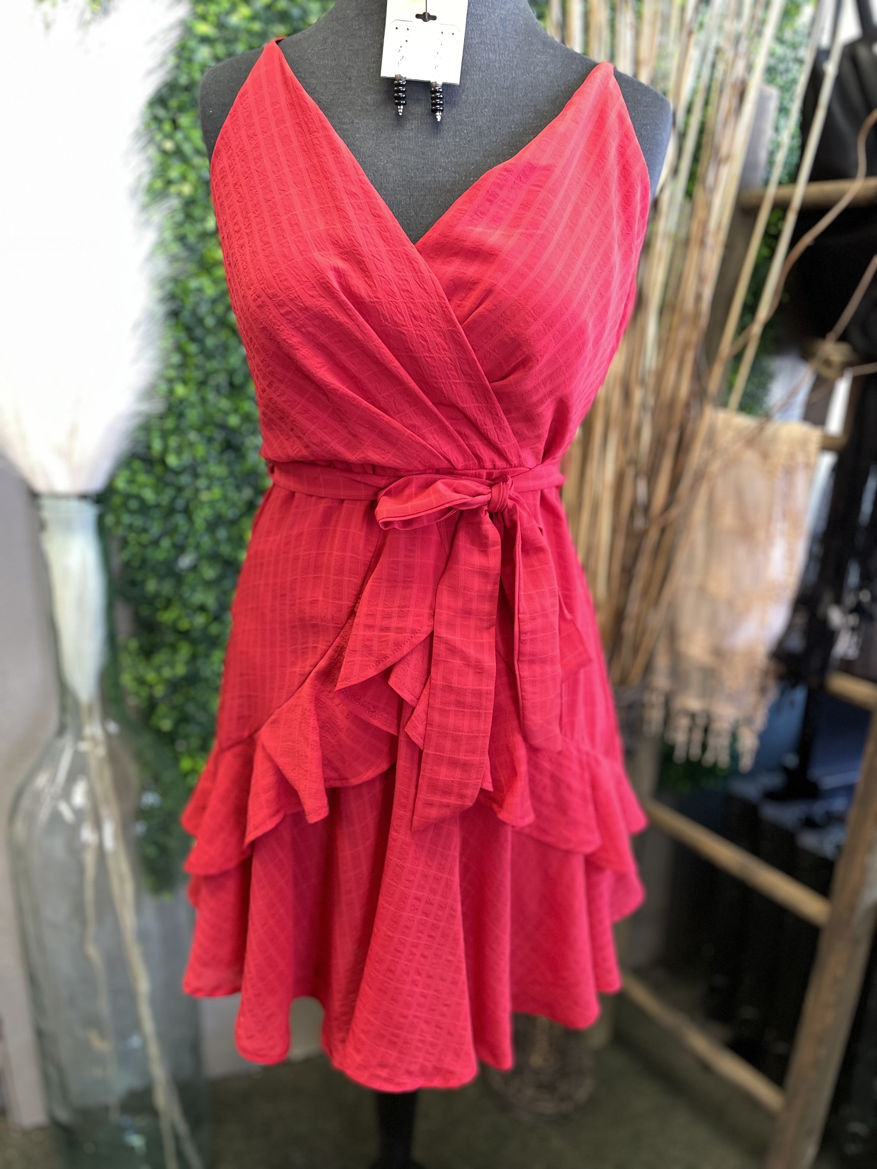 Tango Strappy Ruffle Wrap Dress