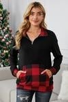 zipper neck kangaroo pocket sweatshirt