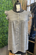 Button Down Ruffle Cap Sleeve Top