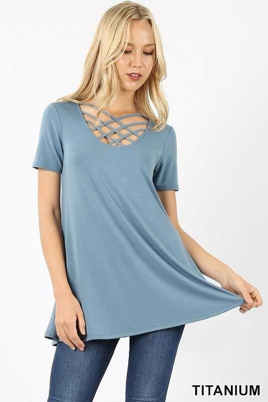 Titanium lattice short sleeve top