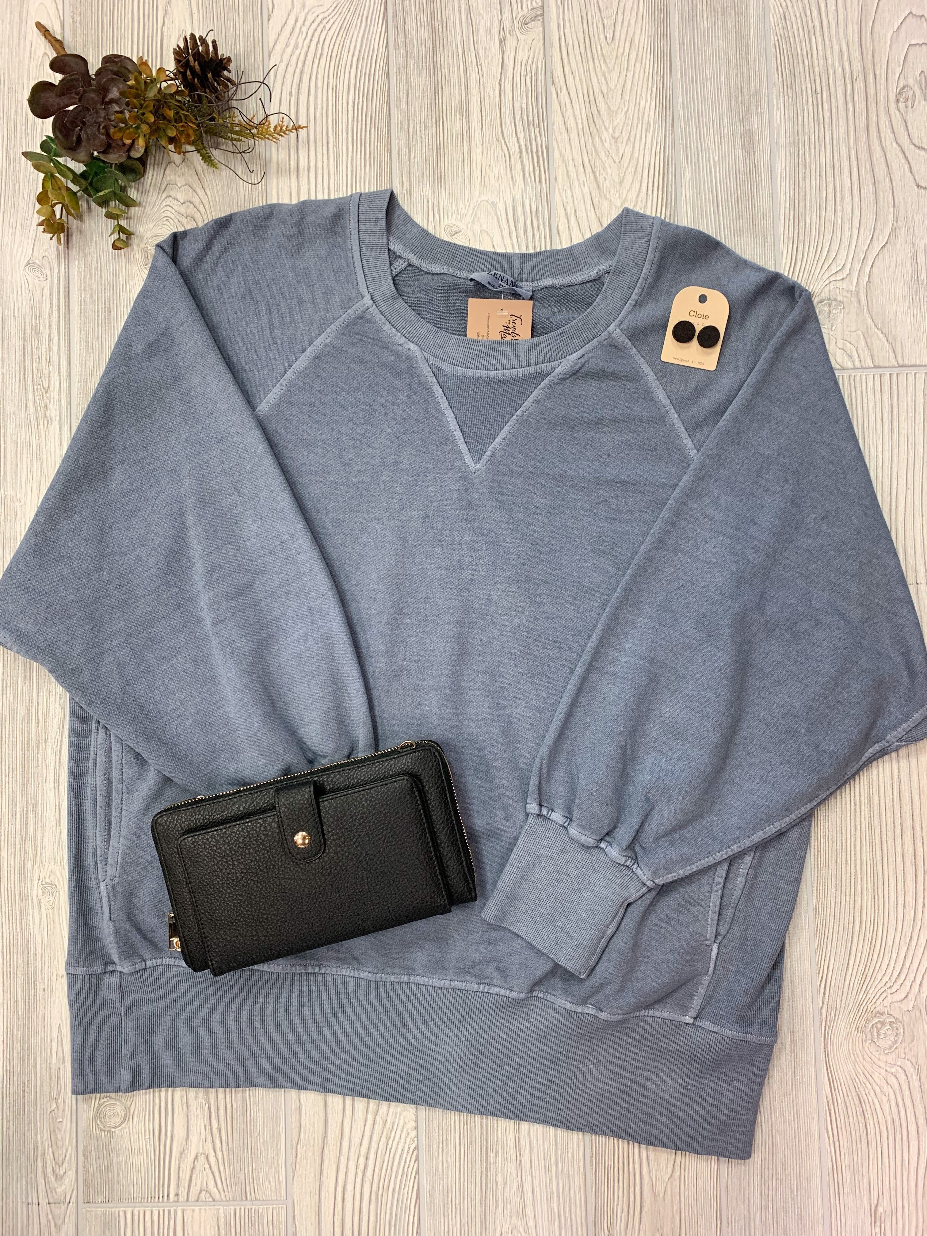 Pigment Dyed Pullover/ Pockets