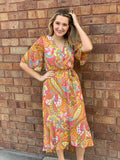 Floral print hi-lo midi dress