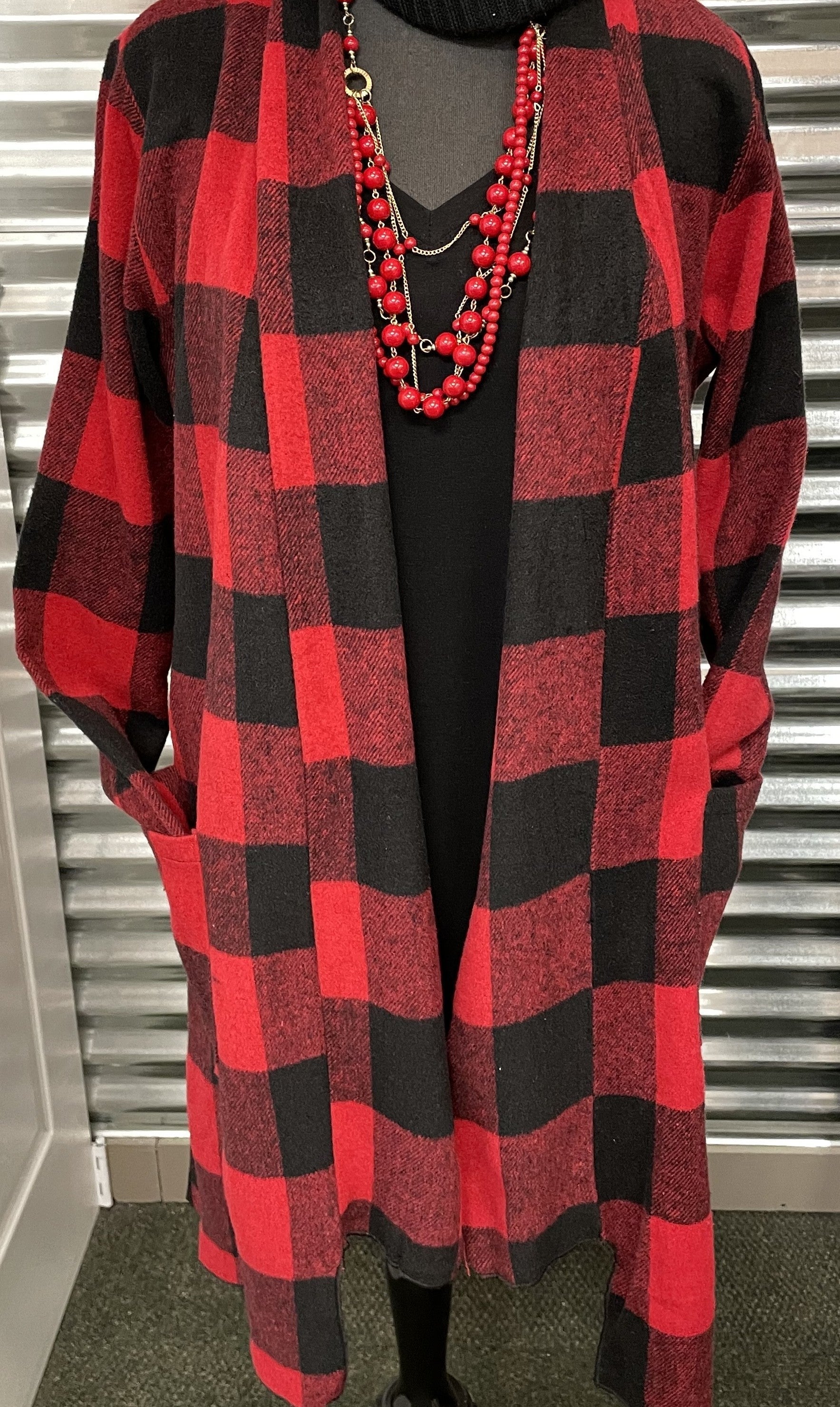 Red Plaid Cardi