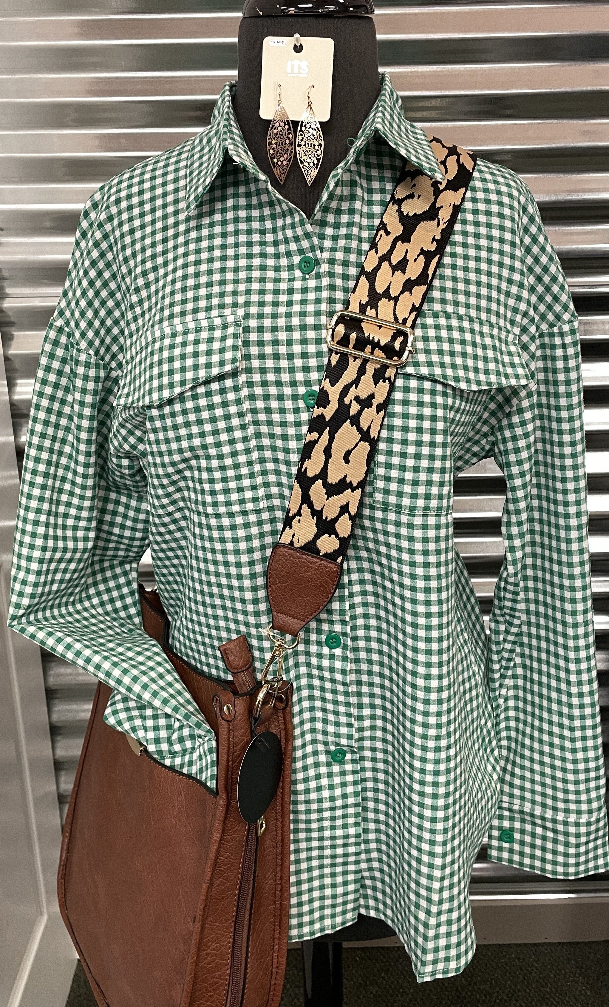Houndstooth Button Down Top