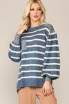 Knit Striped Sweater w/ Front Pocket