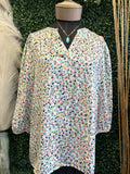 3/4 Sleeve V-neck Printed Top