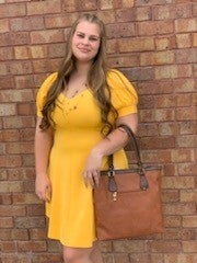 Semi off the shoulder fit and flare dress