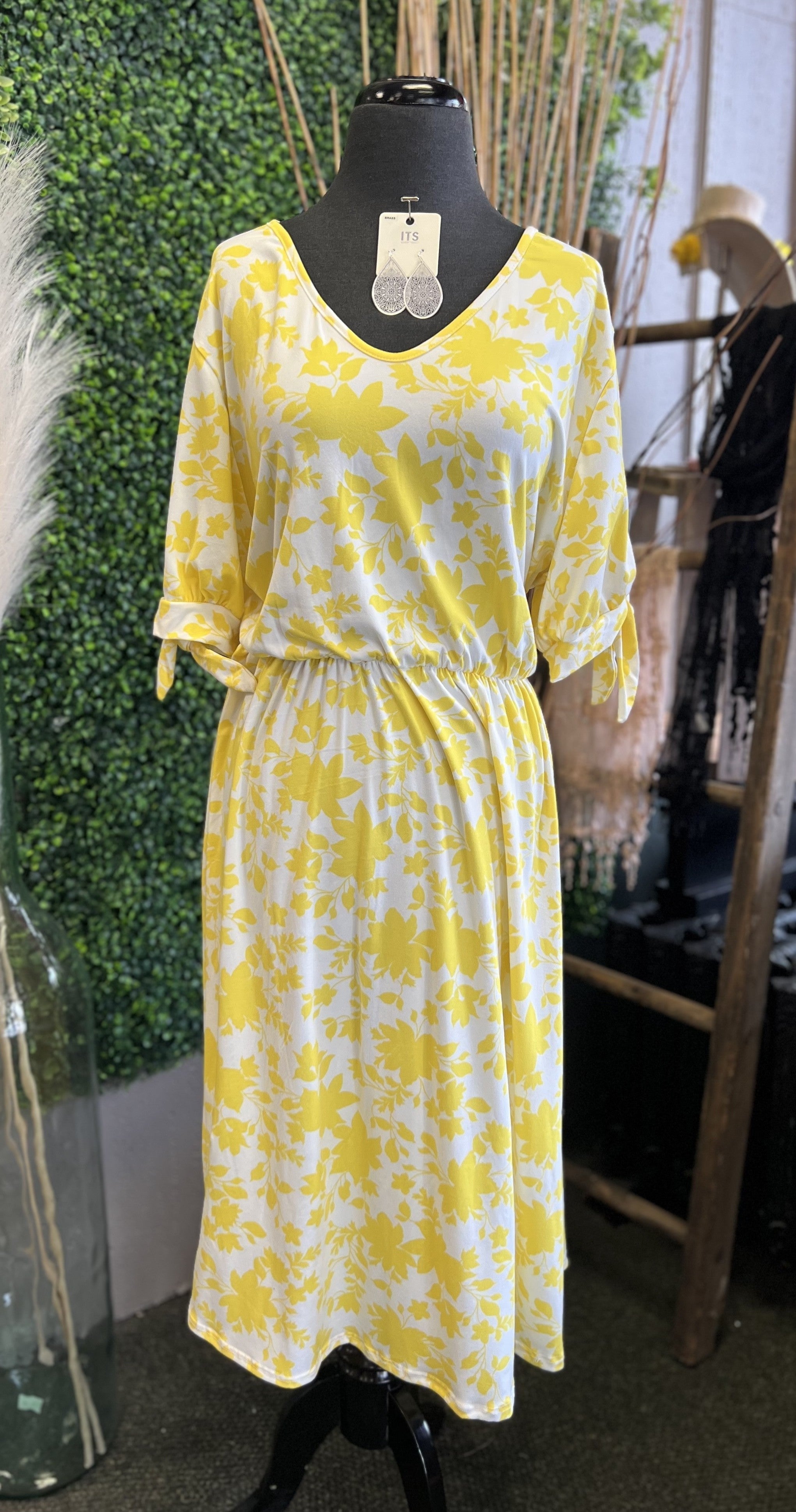 Yellow Tie Sleeve Dress