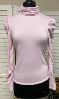 Pink Turtleneck with Pleated Sleeves