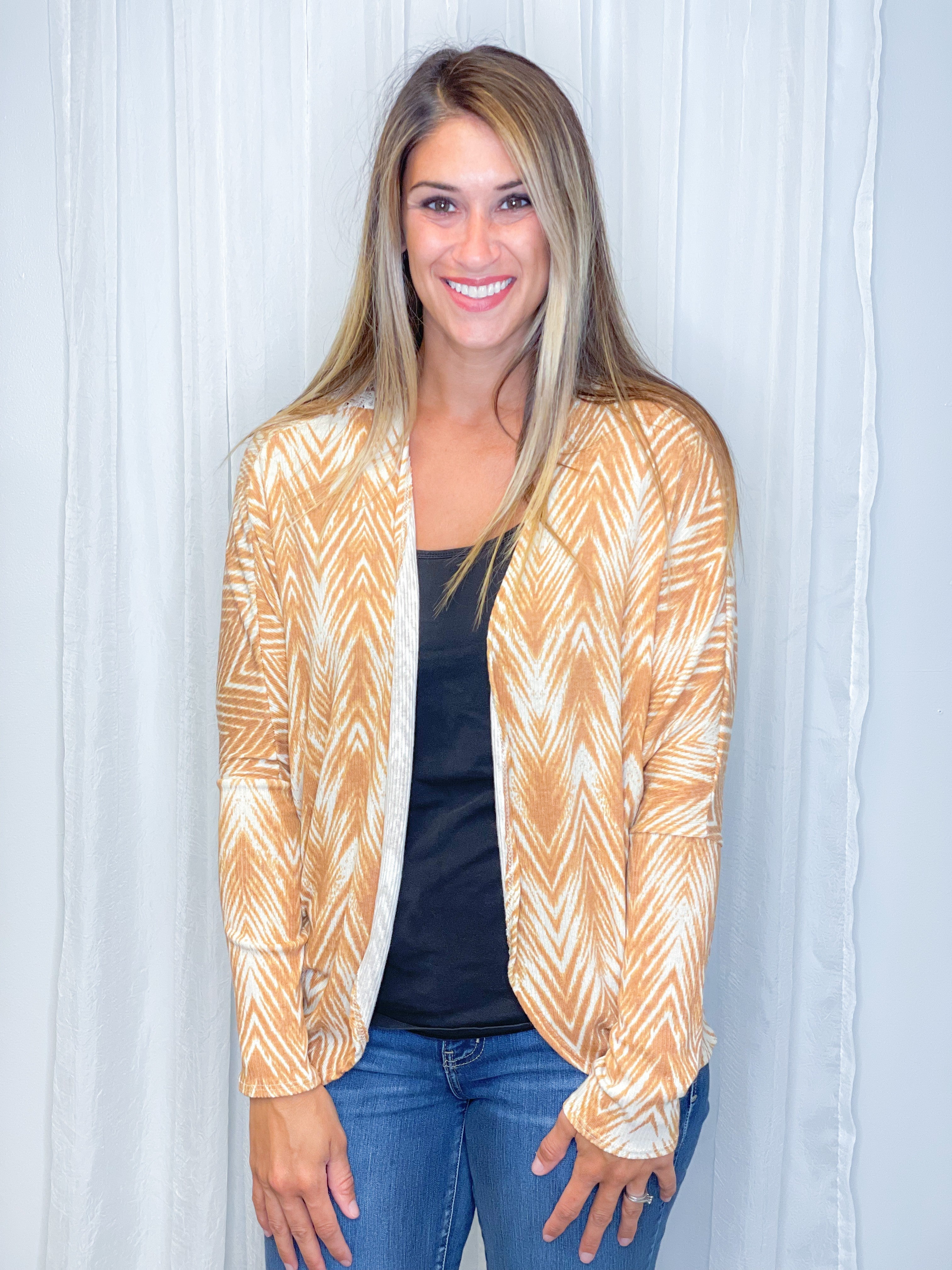 Rust Dolman Sleeve Open Cardigan