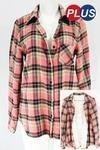 Plus sized sherpa  lined flannel plaid