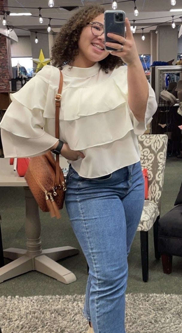 White Layered Chiffon Top