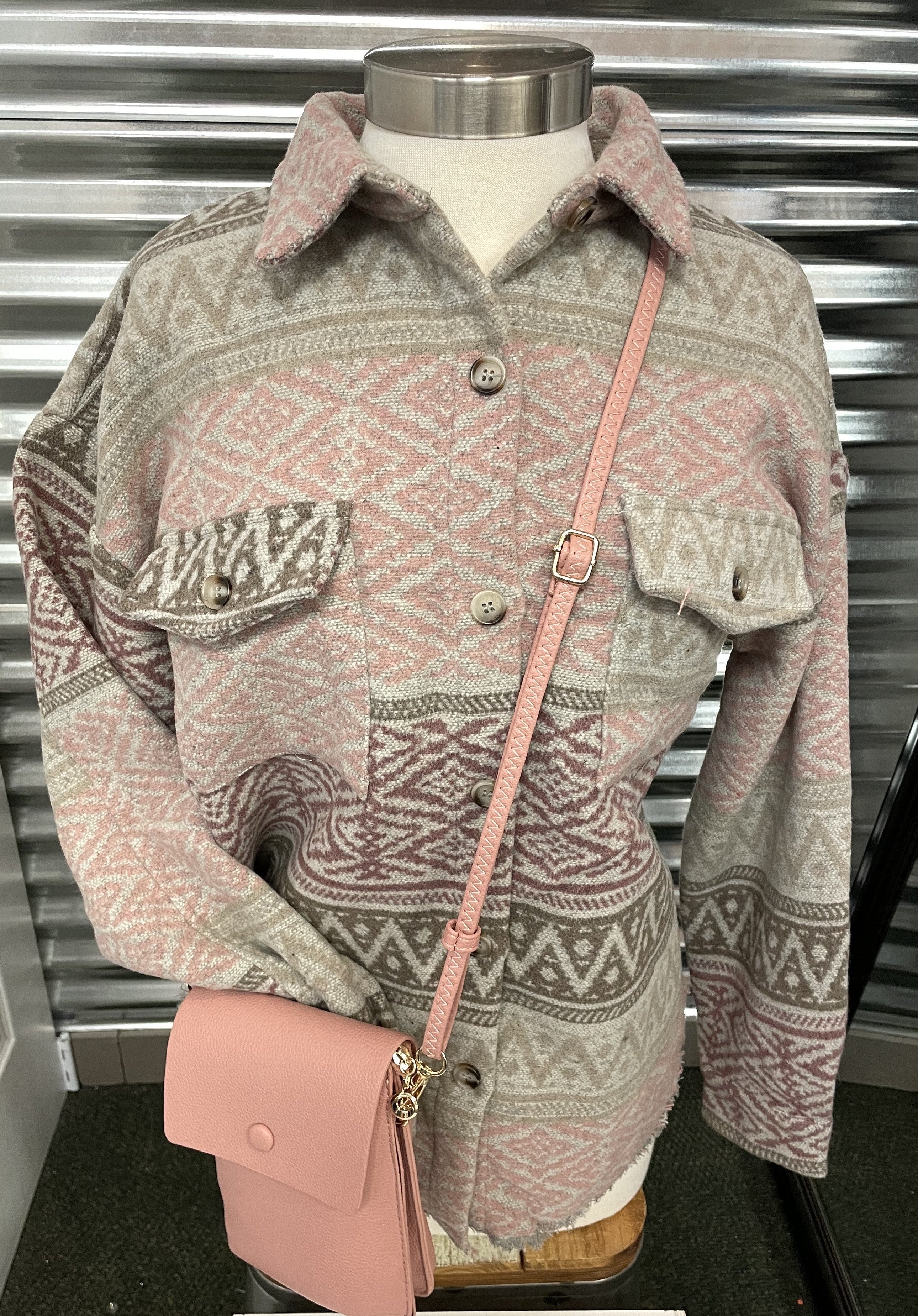 Aztec Frayed Edge Shacket