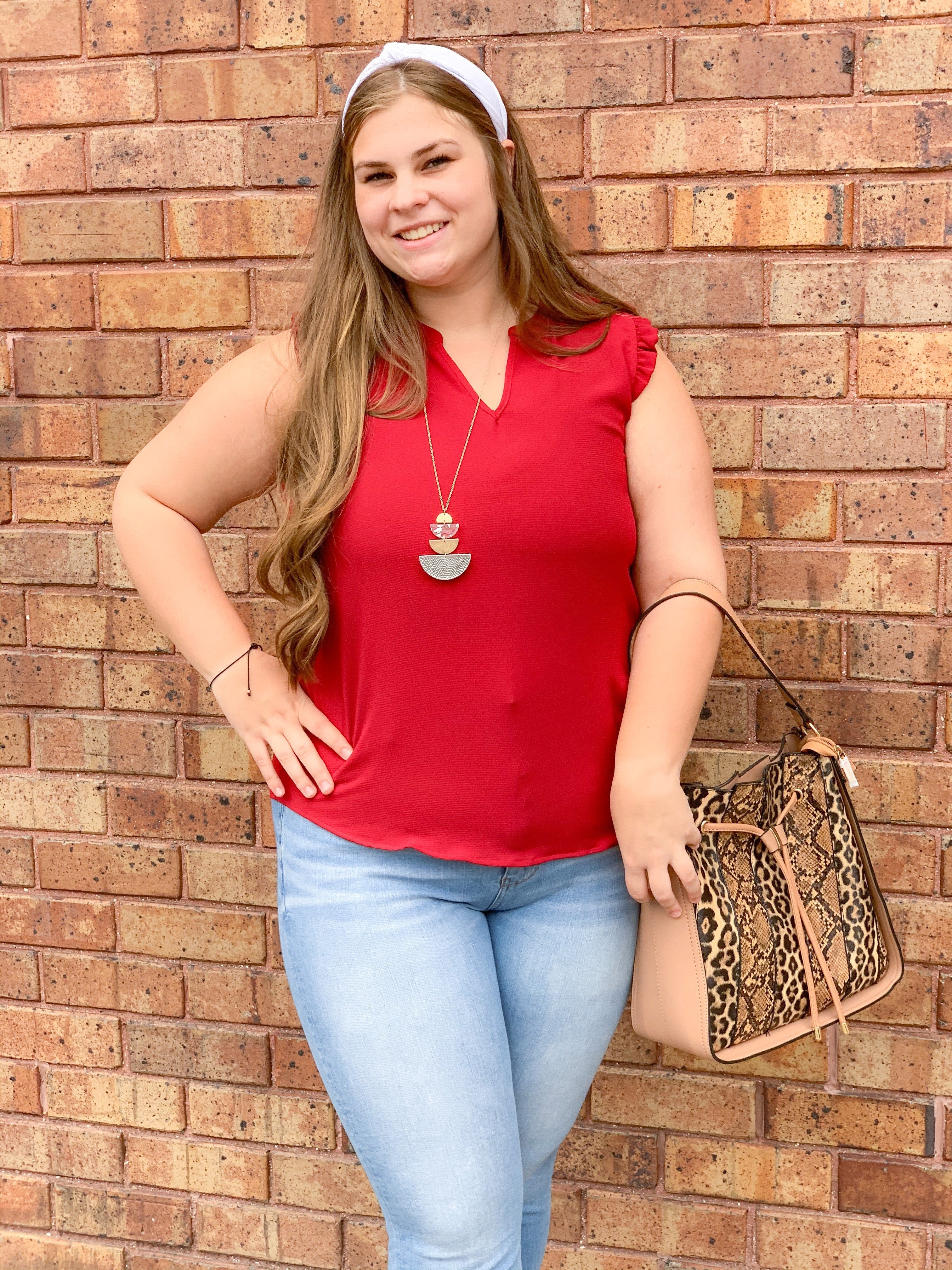 Solid Ruffle Cap Sleeve Top