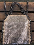 Gold small purse with shoulder strap