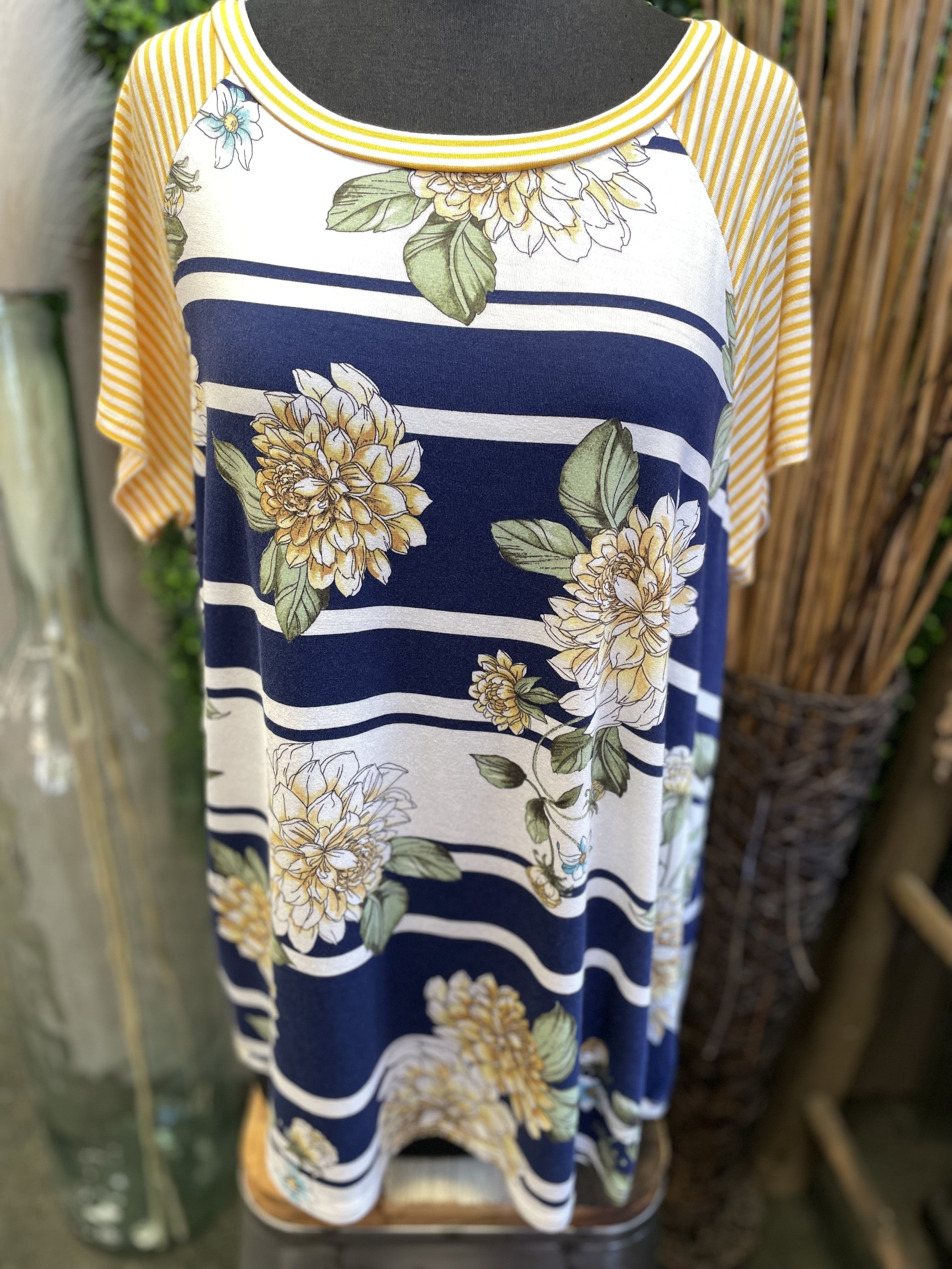 Plus Floral Print Ragland Top
