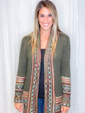 Olive Fringe Cardigan